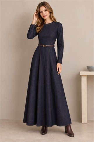 12719-2K7 PUANE ELBİSE-NAVY