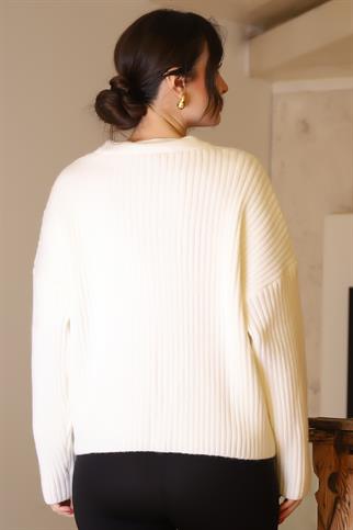 GOLD DÜĞMELİ UZUN KOLLU EKRU KADIN CEKET 94162-2K4