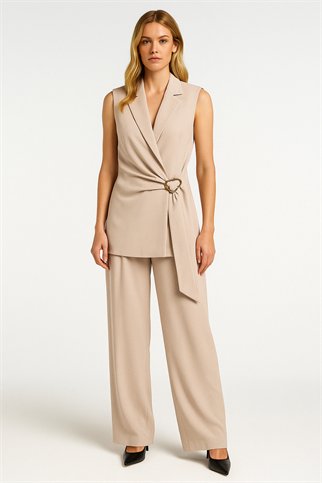 TOKA DETAYLI TAŞ YELEKLI KADIN TAKIM D80259-2Y5