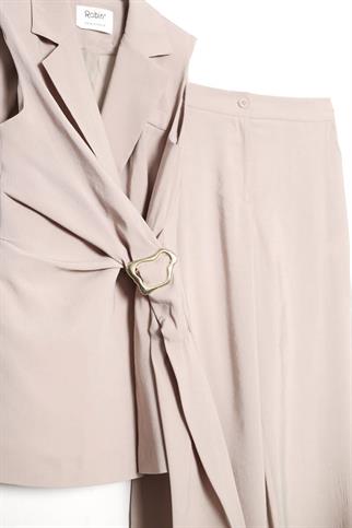 TOKA DETAYLI TAŞ YELEKLI KADIN TAKIM D80259-2Y5