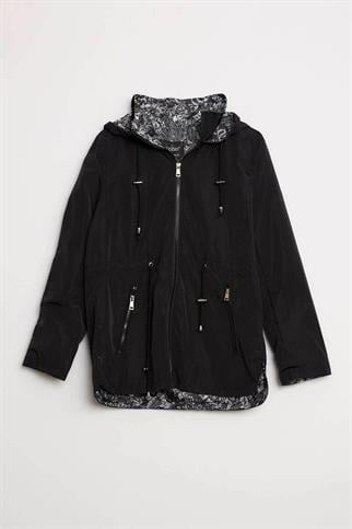 KAPÜŞONLU UZUN KOLLU SİYAH KADIN TRENÇKOT D87117-2Y5