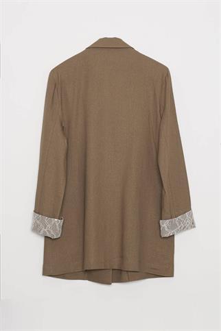 KATLAMALI KOL TEK DÜĞME KAHVE KADIN CEKET   D88940-2Y5