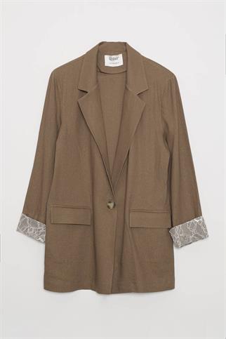 KATLAMALI KOL TEK DÜĞME KAHVE KADIN CEKET   D88940-2Y5