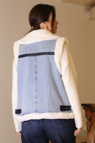 FERMUARLI PELUŞ KADIN LACİ YELEK  D99088-2K5