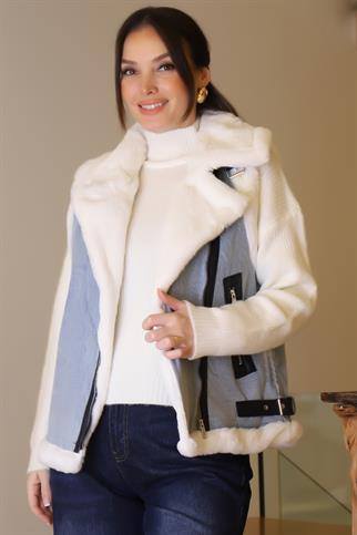 FERMUARLI PELUŞ KADIN LACİ YELEK  D99088-2K5