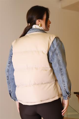 YELEK DETAYLI LACİ KADIN KOT MONT  D99423-2K5