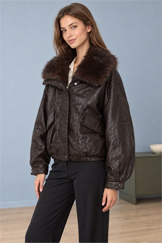 Kadın Koyu Kahve Mont D100034-2K7