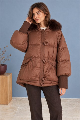 Kadın Koyu Kahve Mont D99825-2K7