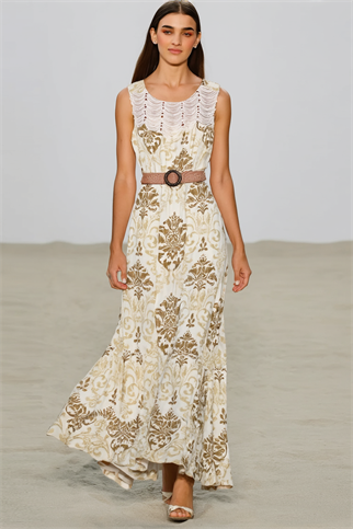 KOLSUZ KEMERLİ VİZON KADIN ELBİSE  M38628-2Y5