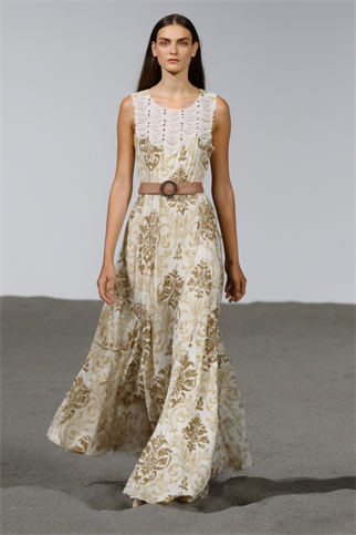 KOLSUZ KEMERLİ VİZON KADIN ELBİSE  M38628-2Y5