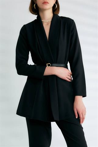 KEMERLİ V YAKA SİYAH KADIN TAKIM M35854-2Y5