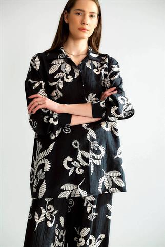 DESENLİ SALAŞ SİYAH  KADIN TAKIM M38089-2Y5