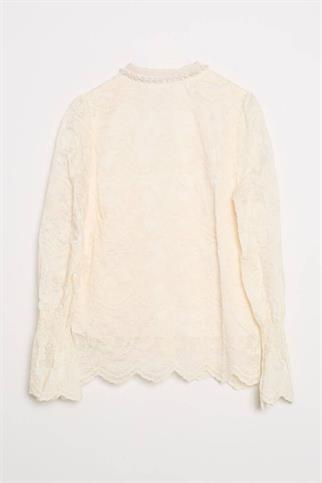 HAKİM YAKA KOLLARI LASTİKLİ NATUREL KADIN GÖMLEK  M38182-2Y5