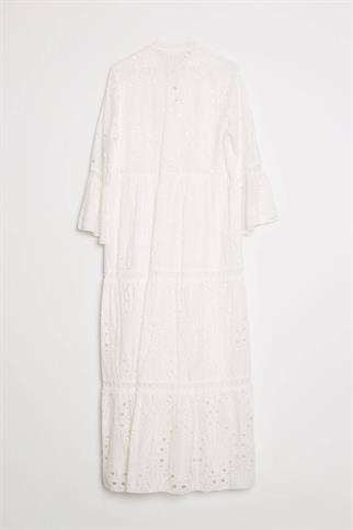 YAKASI BAĞLAMALI GÜPÜRLU UZUN KADIN ELBİSE  M38245-2Y5