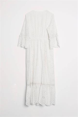 V YAKA GÜPÜR EKRU KADIN ELBİSE  M38250-2Y5