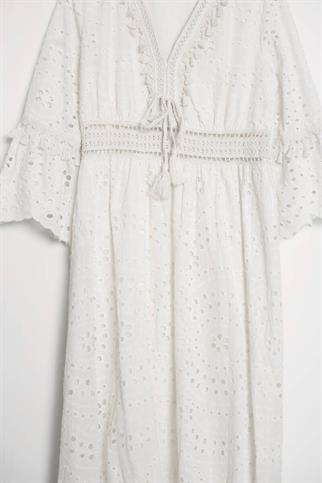 V YAKA GÜPÜR EKRU KADIN ELBİSE  M38250-2Y5