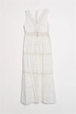 SIRTI BAĞLAMALI GÜPÜR EKRU KADIN ELBİSE M38261-2Y5