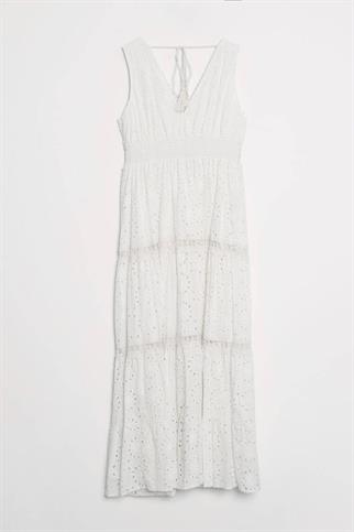 SIRTI BAĞLAMALI GÜPÜR EKRU KADIN ELBİSE M38261-2Y5