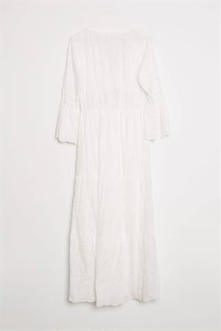 PÜSKÜL DETAYLI EKRU KADIN ELBİSE  M38343-2Y5