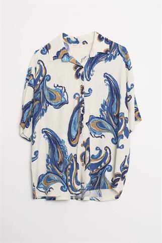 DESENLİ KISA KOLLU MAVİ KADIN TAKIM M38351-2Y5