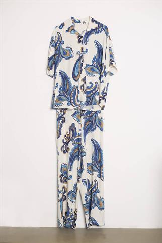 DESENLİ KISA KOLLU MAVİ KADIN TAKIM M38351-2Y5