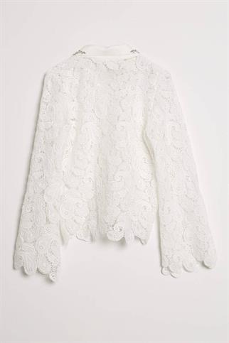 TAŞ İŞLEMELİ DANTEL EKRU KADIN GÖMLEK M38388-2Y5