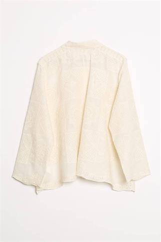 DESENLİ GENİŞ KOLLU NATURAL KADIN GÖMLEK  M38408-2Y5