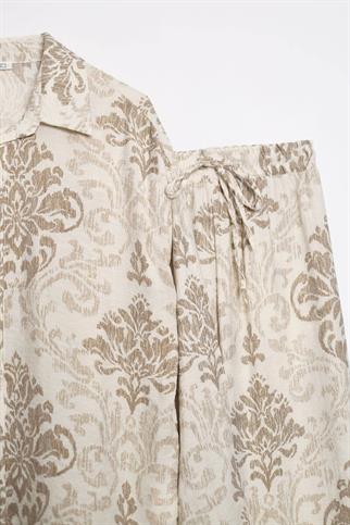 DESENLİ UZUN KOLLU VİZON GÖMLEK PANTOLON KADIN TAKIM M38589-2Y5