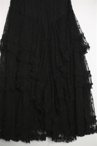 BELİ LASTİKLİ TÜL SİYAH KADIN ETEK  M38630-2Y5