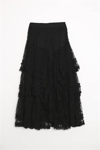 BELİ LASTİKLİ TÜL SİYAH KADIN ETEK  M38630-2Y5