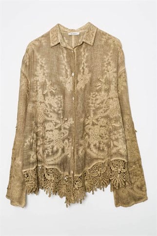 Güpürlü ve İşlemeli Kadın Gömlek M38785-2Y6