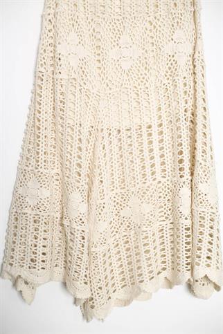 ASİMETRİK KESİM DANTELLİ NATURAL KADIN ETEK M38872-2Y5