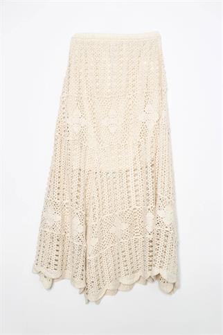 ASİMETRİK KESİM DANTELLİ NATURAL KADIN ETEK M38872-2Y5