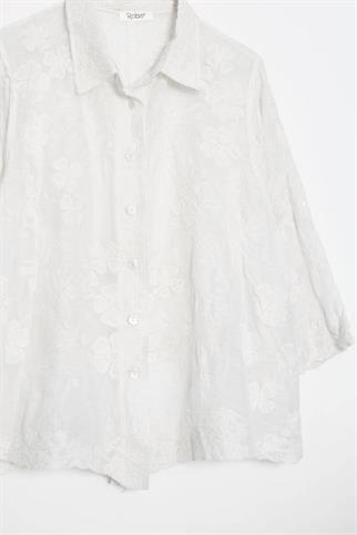 İşlemeli Ekru Renk Kadın Gömlek M38948-2Y6