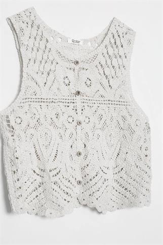 Güpür Detaylı Ekru Renk Kadın Yelek M38949-2Y6