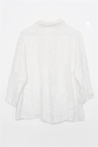 İşlemeli Truvakar Kol Kadın Gömlek M38957-2Y6