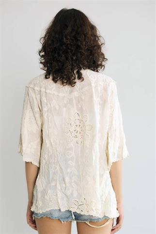 Güpür Detaylı Naturel Renk Kadın Gömlek M38960-2Y6