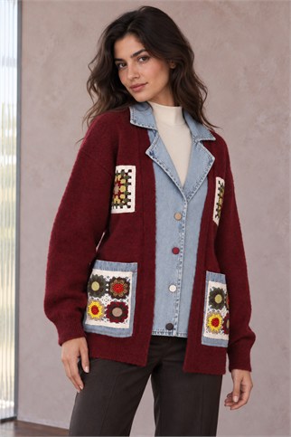Kadın Bordo Hırka T95120-2K7