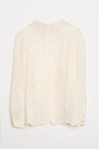 YAKASI BONCUK İŞLEMELİ NATURAL KADIN GÖMLEK   M38167-2Y5