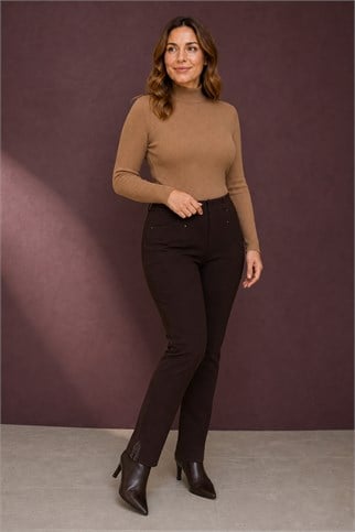 6241-2K7 SERPİL TANRIVERDİ PANTOLON-KAHVE