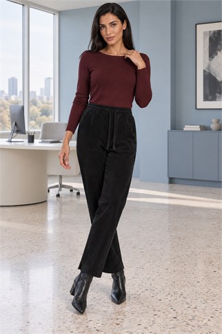 6603-2K7 SERPİL TANRIVERDİ PANTOLON-SİYAH