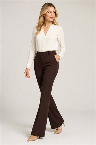 6812-2K7 SERPİL TANRIVERDİ PANTOLON-KAHVE
