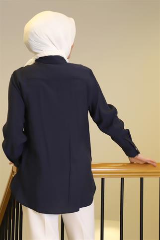 UZUN KOLLU NAVY KADIN GÖMLEK  32207-2Y5
