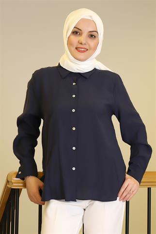 UZUN KOLLU NAVY KADIN GÖMLEK  32207-2Y5