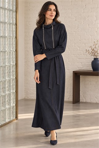 SOUL32475-2K7 SOUL ELBİSE-NAVY