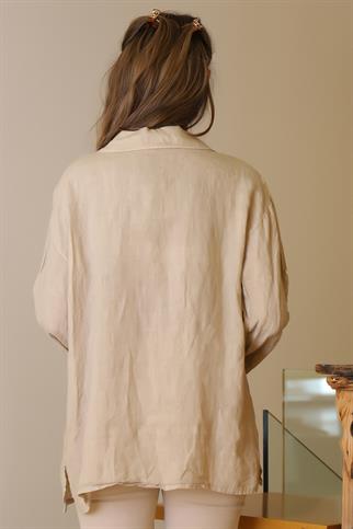 UZUN KOLLU CEPLİ KADIN BLUZ  13869-2Y5