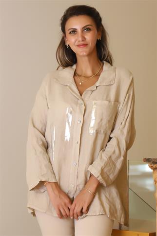 UZUN KOLLU CEPLİ KADIN BLUZ  13869-2Y5