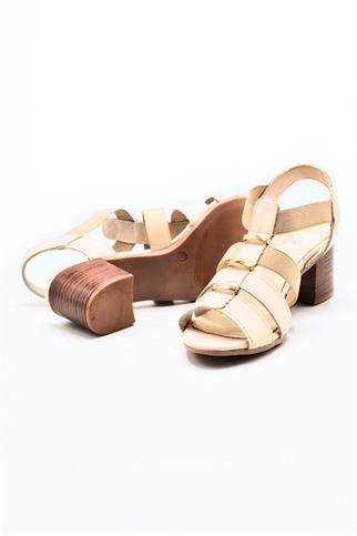 Yazlık Topuklu Bej Kadın Deri Sandalet 1857227-2Y4