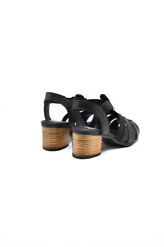 Yazlık Topuklu Siyah Kadın Deri Sandalet 1857227-2Y4