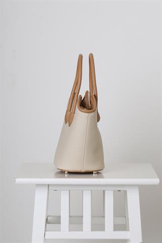 DERİ İKİ RENKLİ BEJ KADIN EL ÇANTASI  27066-2Y5